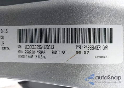 2016 Chrysler 200 S z USA, uszkodzony, nr VIN 1C3CCCBB9GN123513